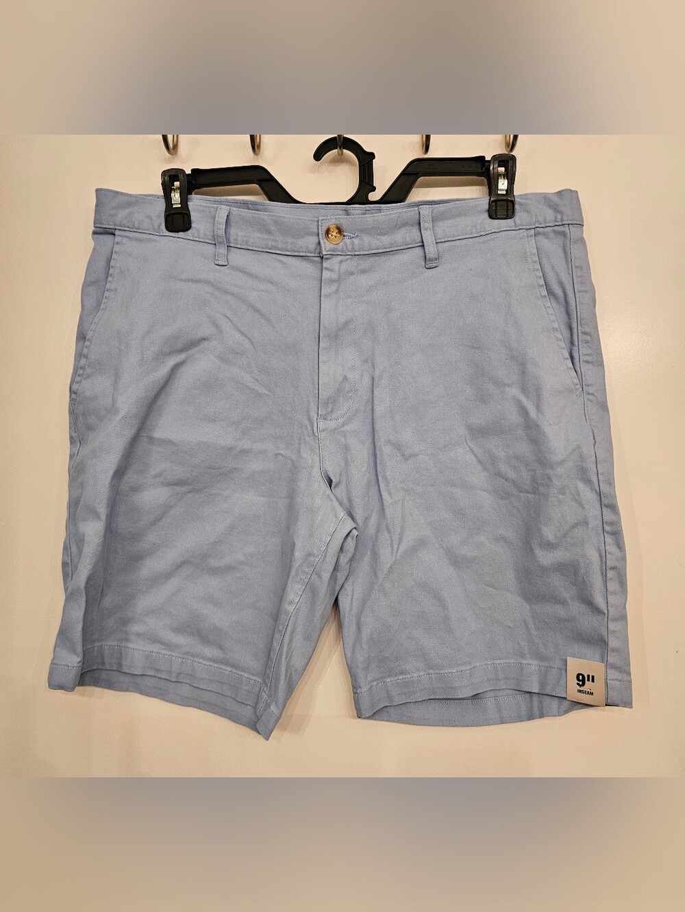 George Mens Flat Front Stretch Shorts Size 36, 9" Inseam Light Blooming Blue NWT